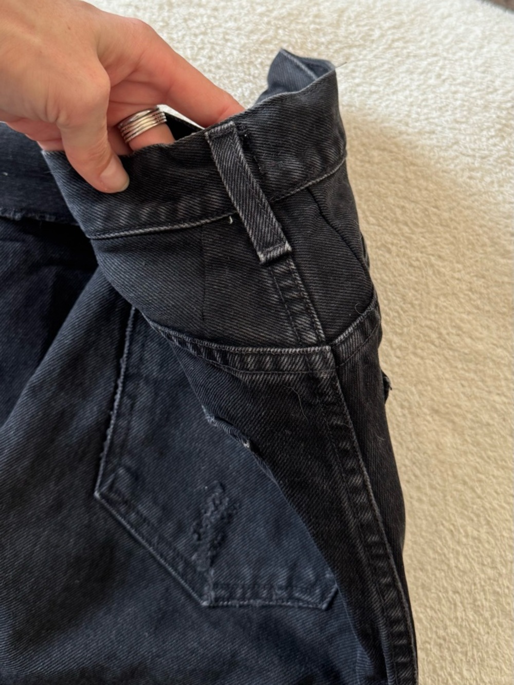 Agolde Black Slim Straight Distressed Jeans - Picture 5 of 7